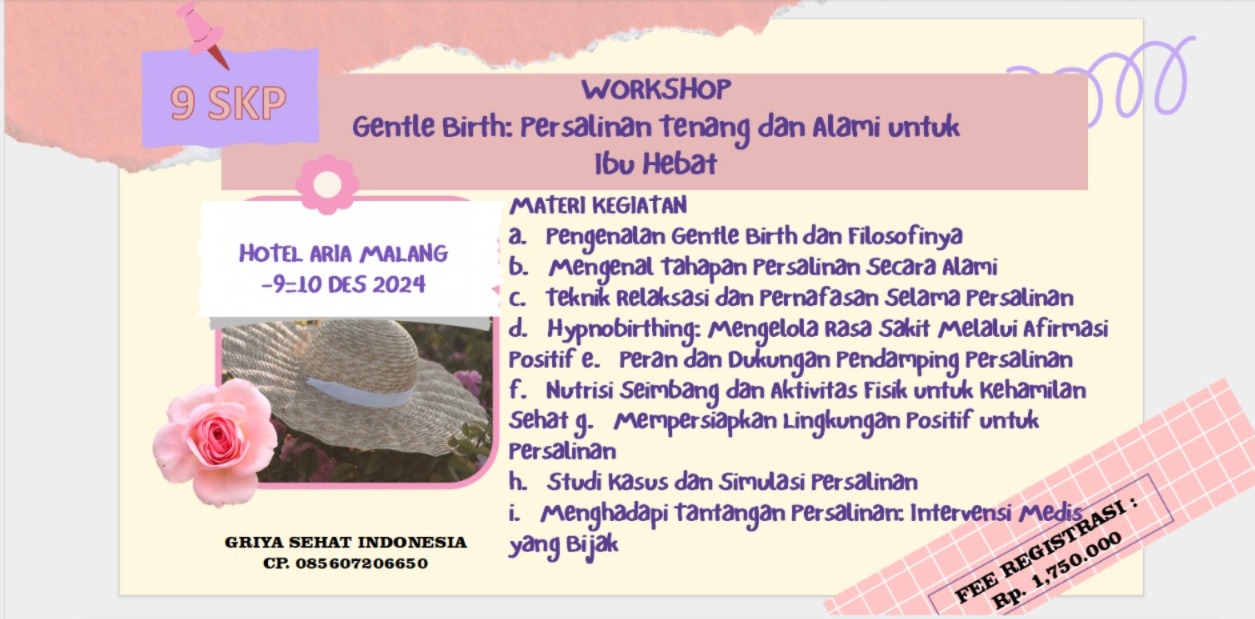 WORKSHOP  Gentle Birth Persalinan Tenang dan Alami untuk  Ibu Hebat