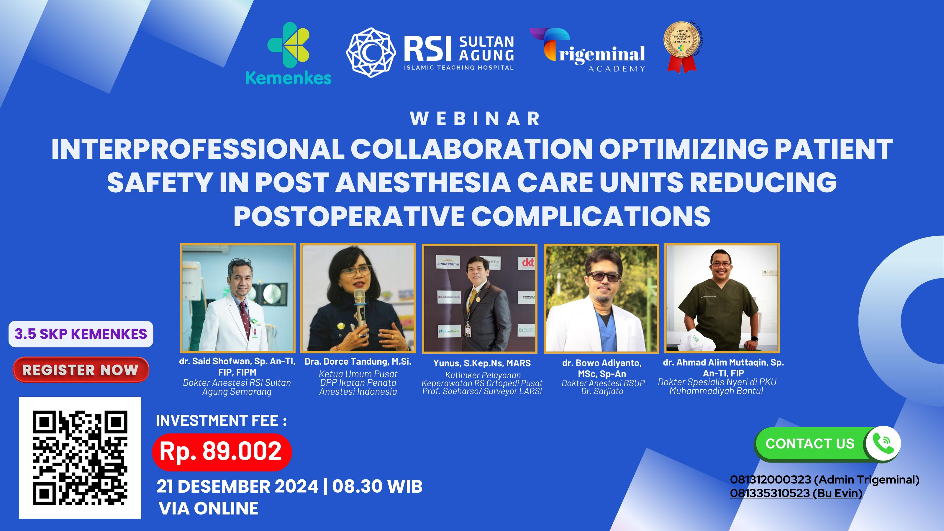 Webinar Interprofessional Collaboration Optimizing Patient Safety In Post Anesthesia Care Units Reducing Postoperative Complications