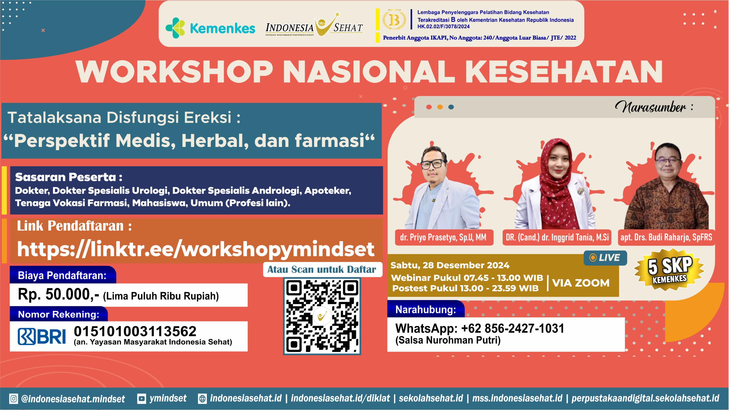 Workshop Nasional Kesehatan Tatalaksana Disfungsi Ereksi Perspektif Medis, Herbal, dan Farmasi