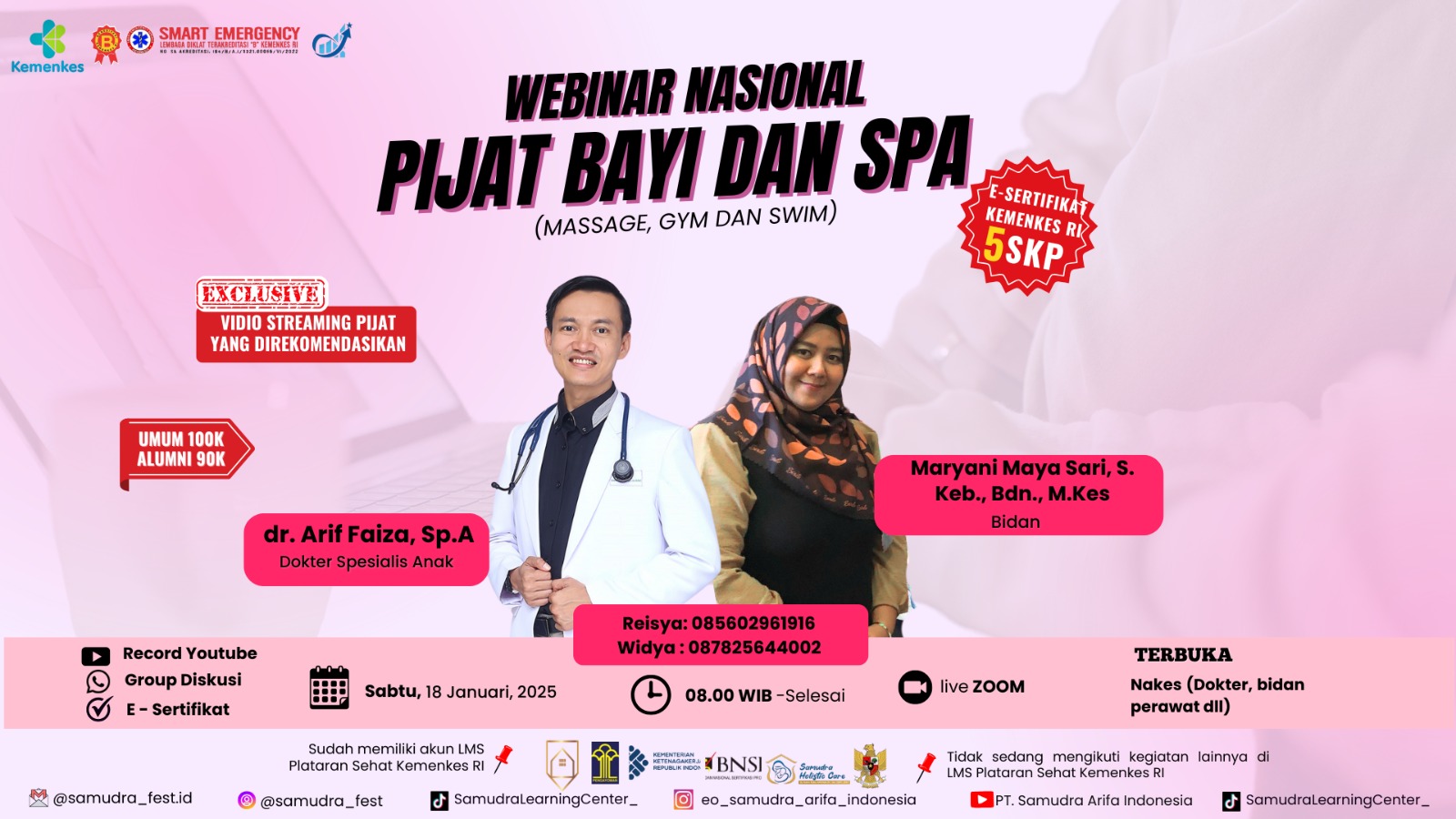 WEBINAR PT. SAMUDRA SUKSES NUSANTARA dengan Tema Pijat Bayi dan SPA (Gym dan Swim)