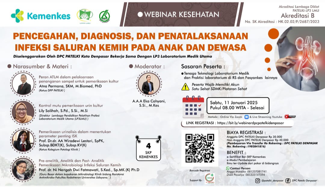 Webinar Pencegahan, Diagnosis dan Penatalaksanaan Infeksi Saluran  Kemih Pada Anak dan Dewasa_DPC PATELKI Denpasar
