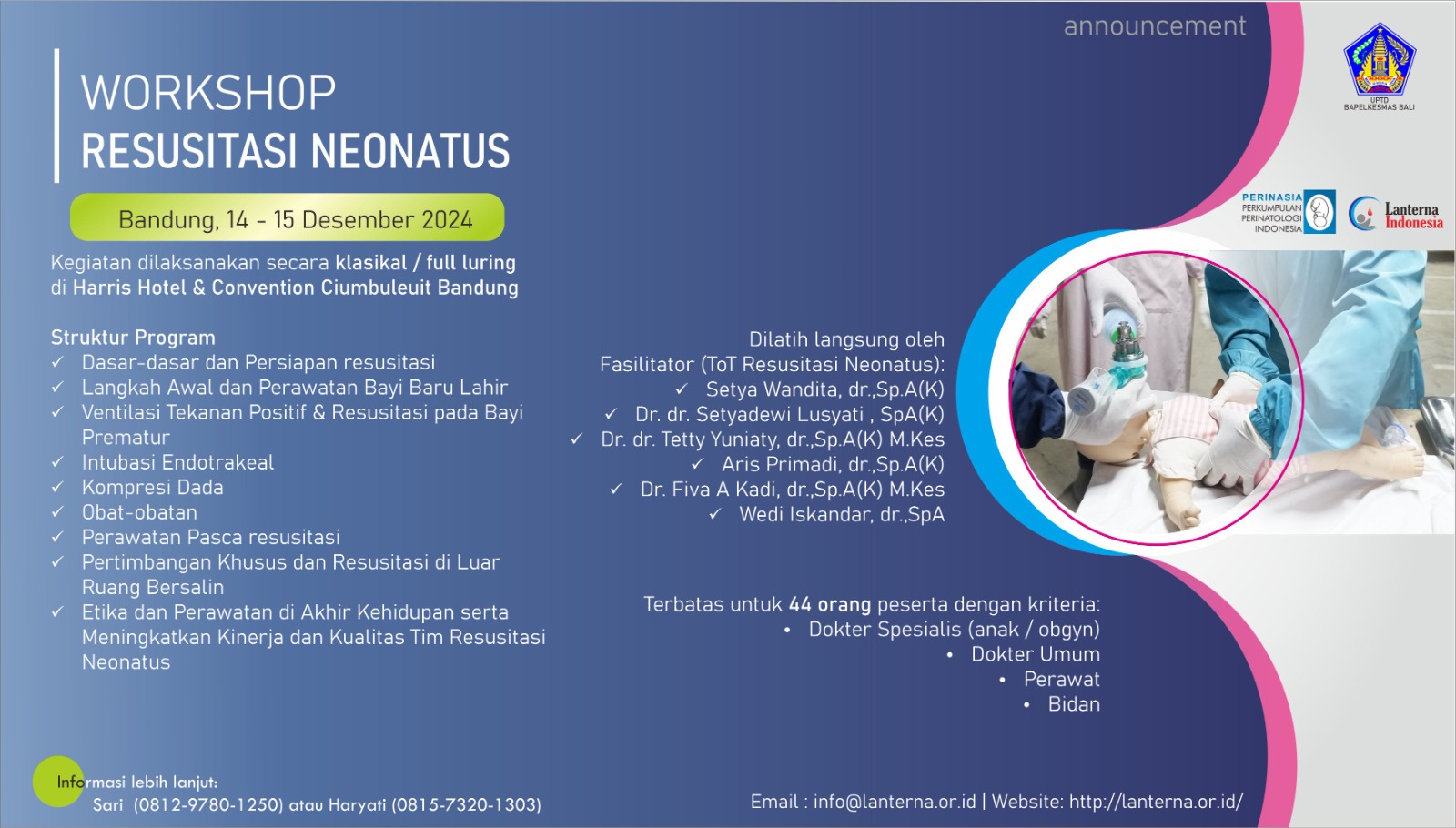 Workshop Resusitasi Neonatus-Lanterna Indonesia