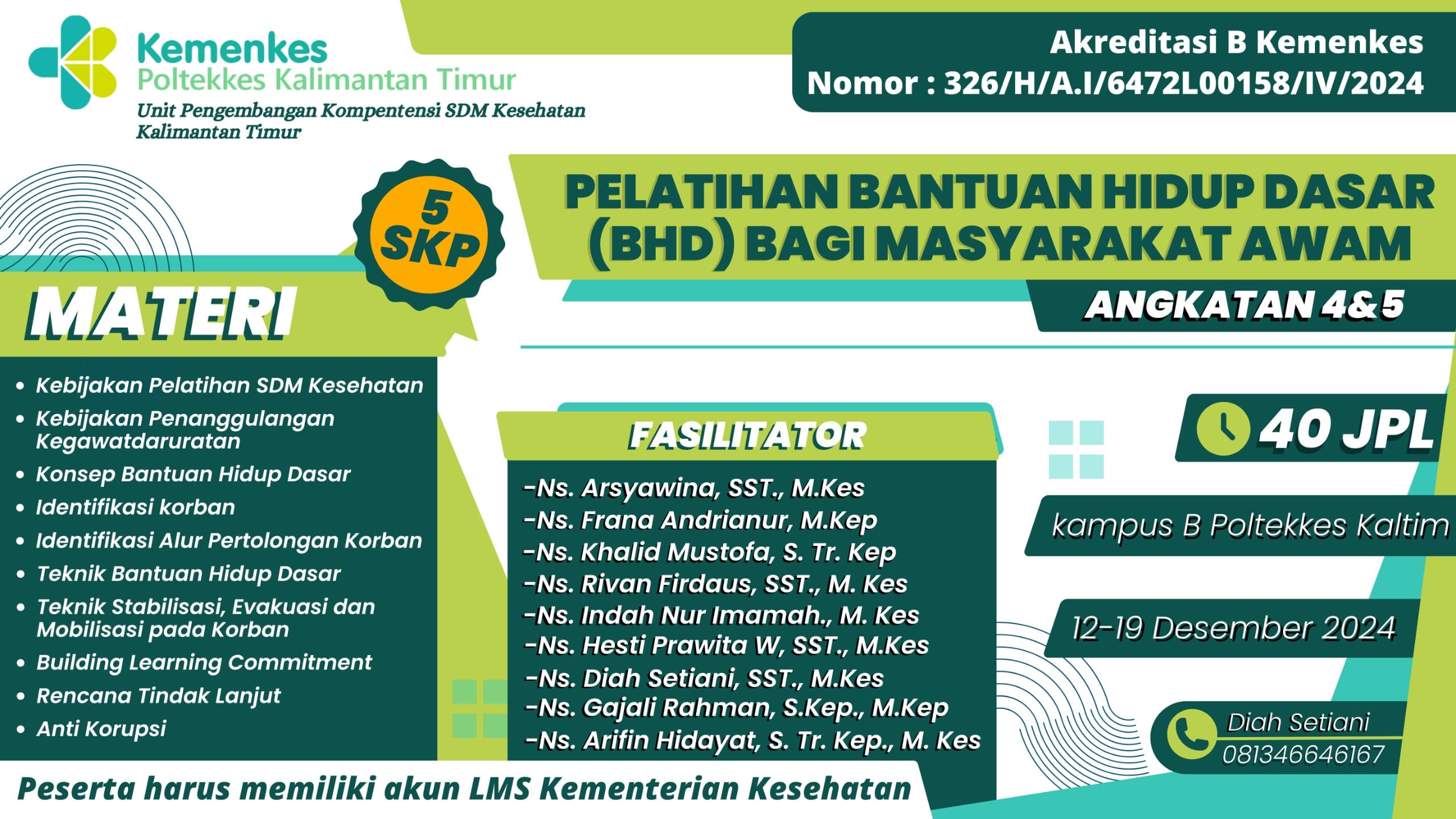 Pelatihan Bantuan Hidup Dasar (BHD) bagi Masyarakat Awam Ak. 4 Kelas B