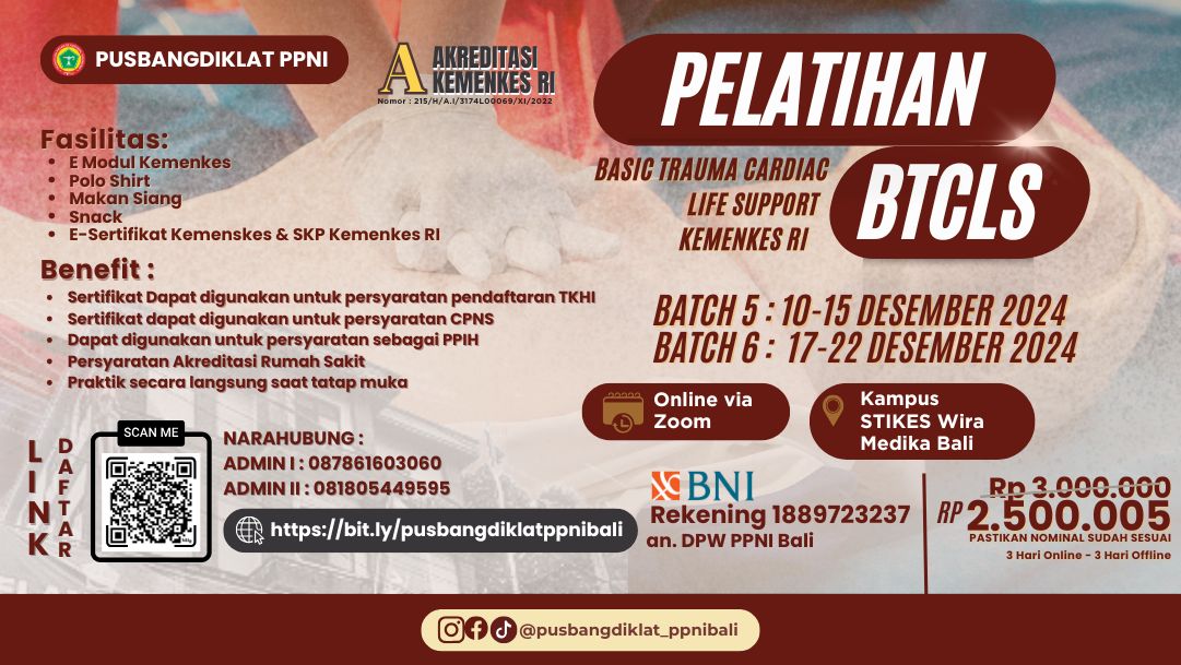 17852-Pelatihan Basic Trauma Cardiac Life Support (BTCLS) di Sekolah Tinggi Ilmu Kesehatan Wira Medika Bali Kelas A
