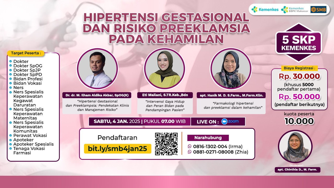 Webinar Hipertensi Gestasional dan Risiko Preeklamsia Pada Kehamilan Kerja Sama dengan PT. Sejawat Muda Berprestasi