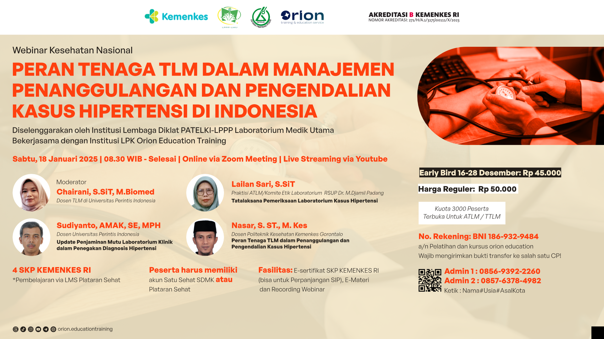 Webinar Peran Tenaga TLM Dalam Manajemen Penanggulangan Dan Pengendalian Kasus Hipertensi Di Indonesia_LPK Orion Education Training
