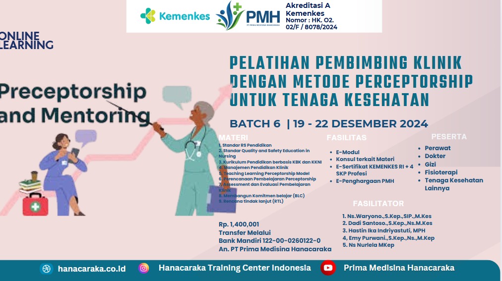 Pelatihan Pembimbing Klinik dengan Model Perceptorship bagi Tenaga Kesehatan  Batch 6
