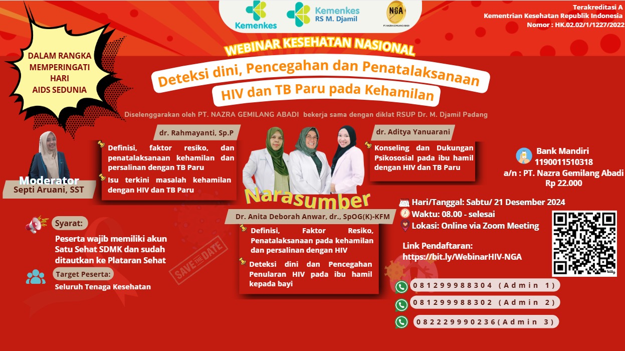 WEBINAR KESEHATAN NASIONAL (Deteksi dini, Pencegahan dan Penatalaksanaan HIV dan TB Paru pada Kehamilan) - PT. NAZRA GEMILANG ABADI
