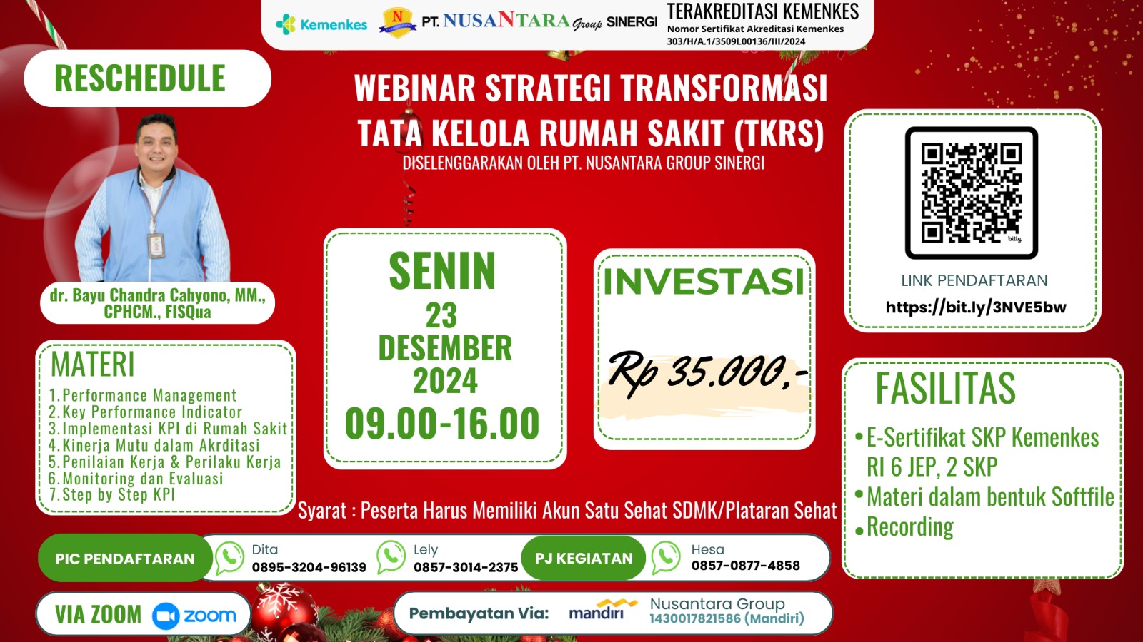 WEBINAR STRATEGI TRANSFORMASI TATA KELOLA RUMAH SAKIT (TKRS)