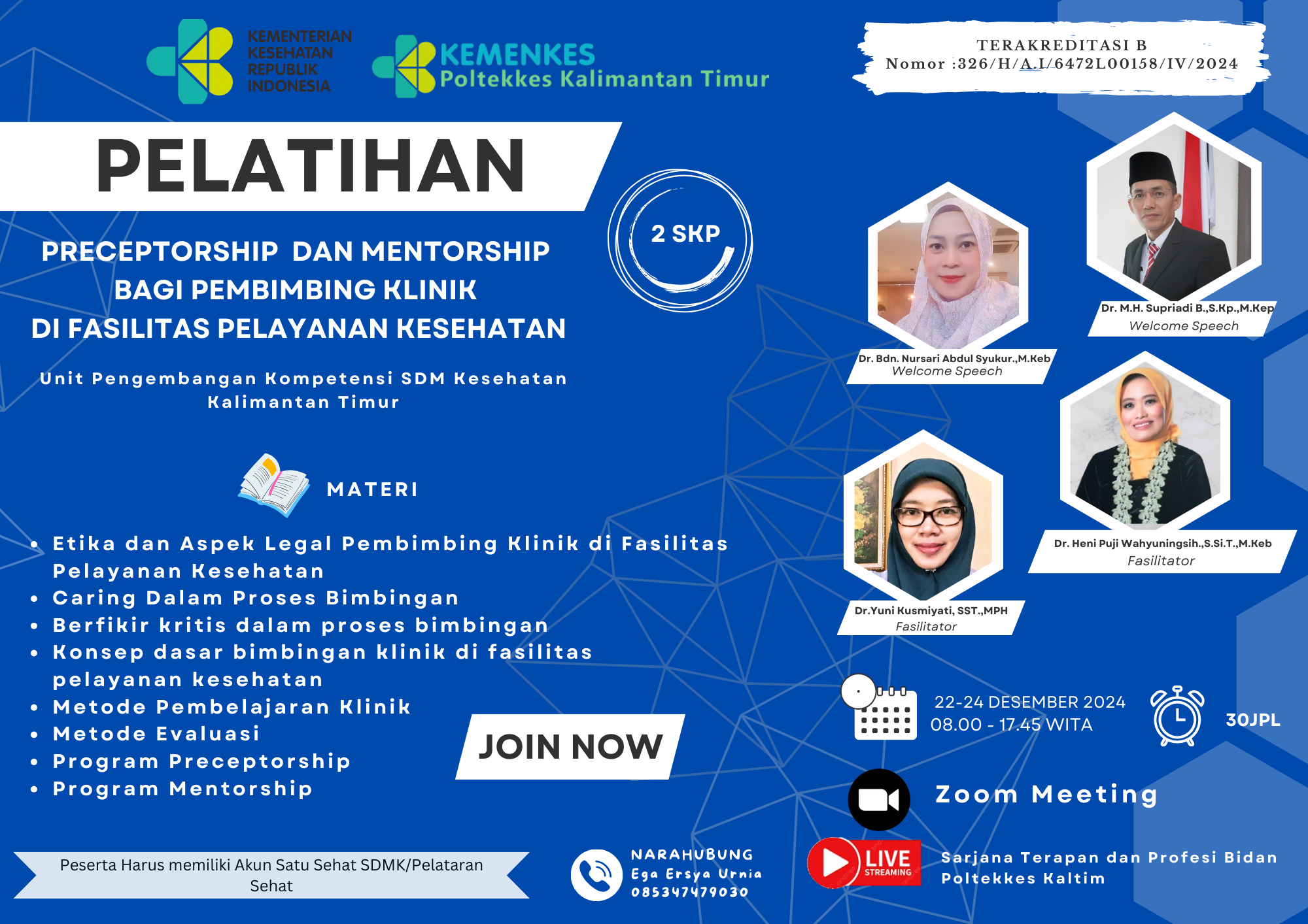 Pelatihan Preceptorship dan Mentorship Bagi Pembimbing Klinik di Fasilitas Pelayanan Kesehatan Ak. 5 Kelas A