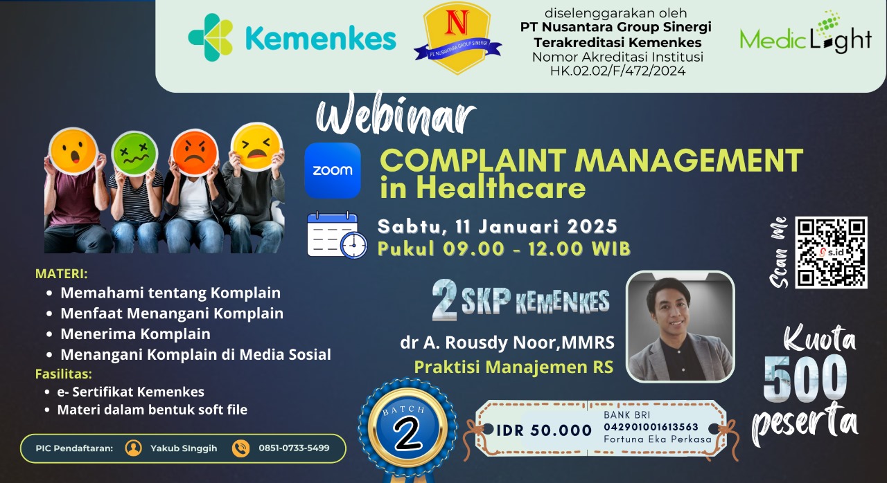Webinar Complaint Management in Healthcare batch 2