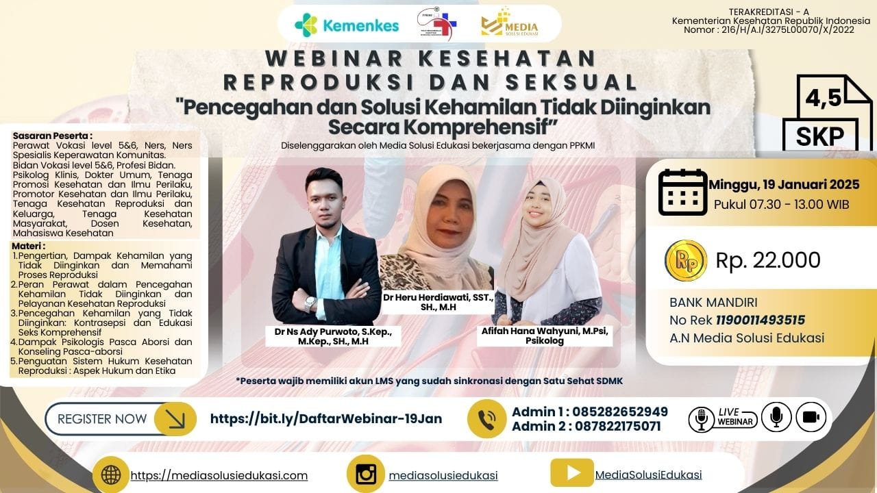 Webinar Kesehatan Reproduksi dan Seksual Pencegahan dan Solusi Kehamilan Tidak Diinginkan Secara Komprehensif