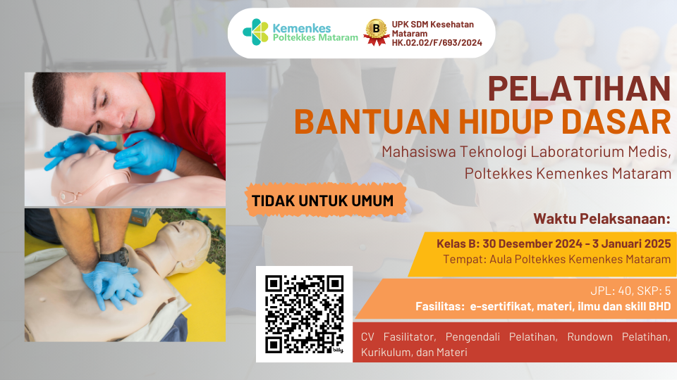 PELATIHAN BANTUAN HIDUP DASAR (BHD) UNTUK MAHASISWA TEKNOLOGI LABORATORIUM MEDIS (KELAS B)