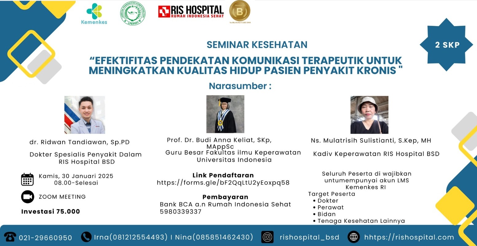 WEBINAR EFEKTIFITAS PENDEKATAN KOMUNIKASI TERAPEUTIK UNTUK MENINGKATKAN KUALITAS HIDUP PASIEN PENYAKIT KRONIS