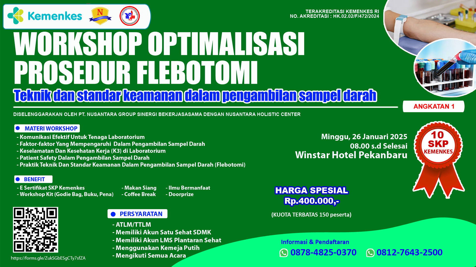 Workshop Optimalisasi Prosedur Flebotomi Teknik Dan Standar Keamanan Dalam Pengambilan Sampel Darah