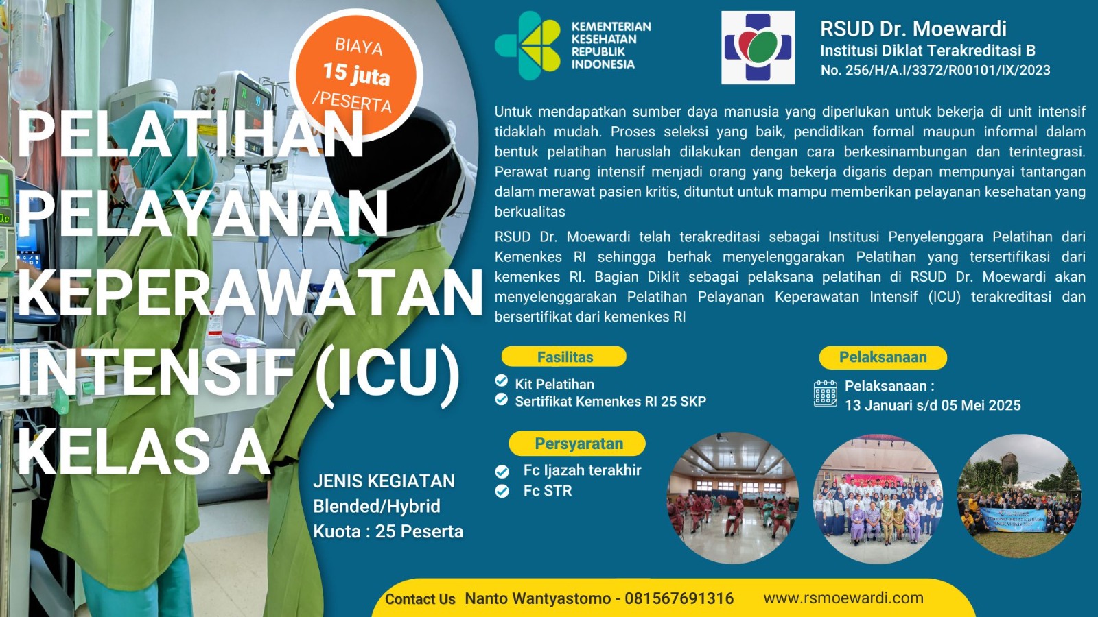 Pelatihan Pelayanan Keperawatan Intensif (ICU) Kelas A