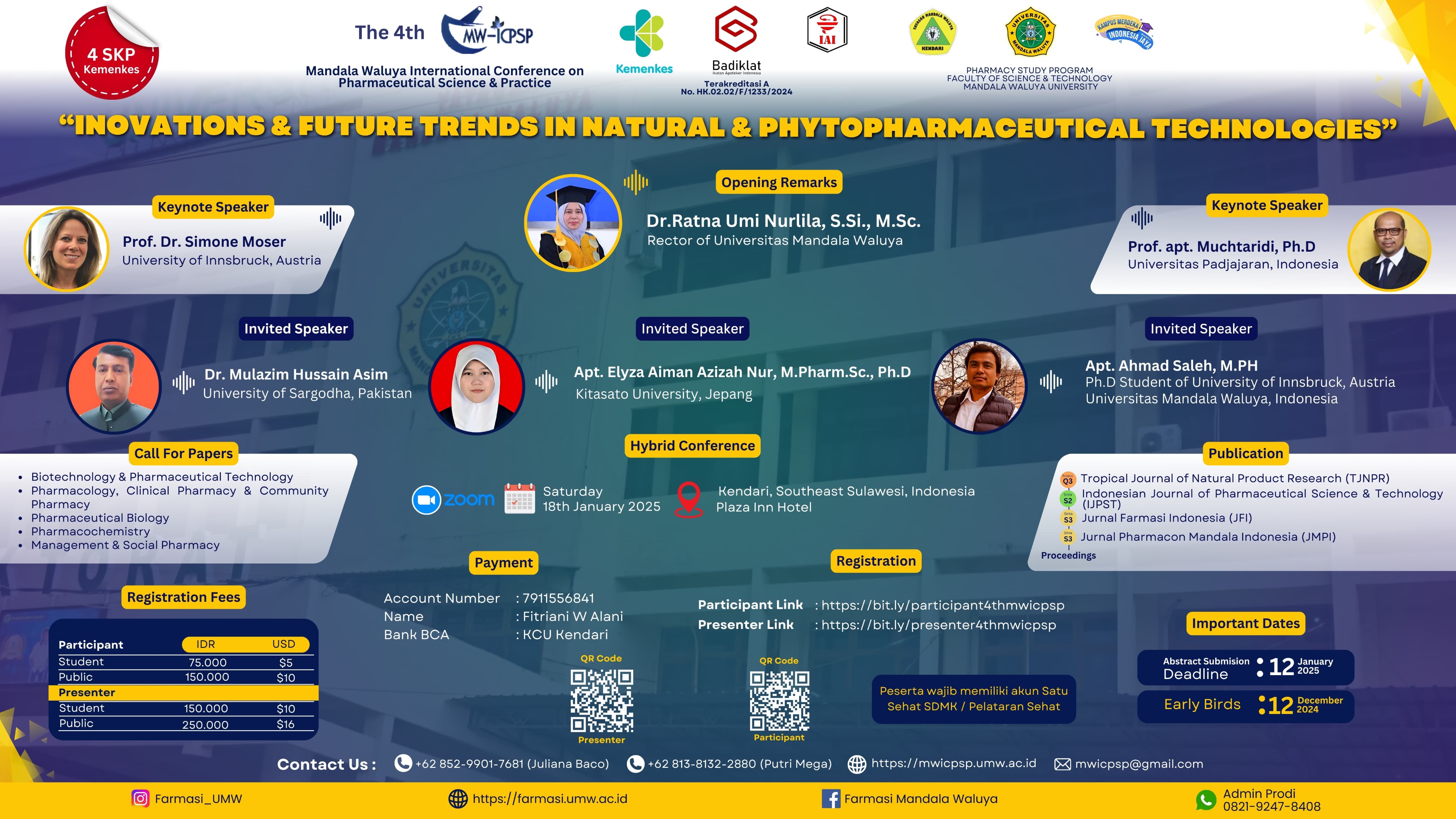 Seminar Internasional The 4th Mandala Waluya International Conference on Pharmaceutical Sciences and Practice (MW-ICPSP)