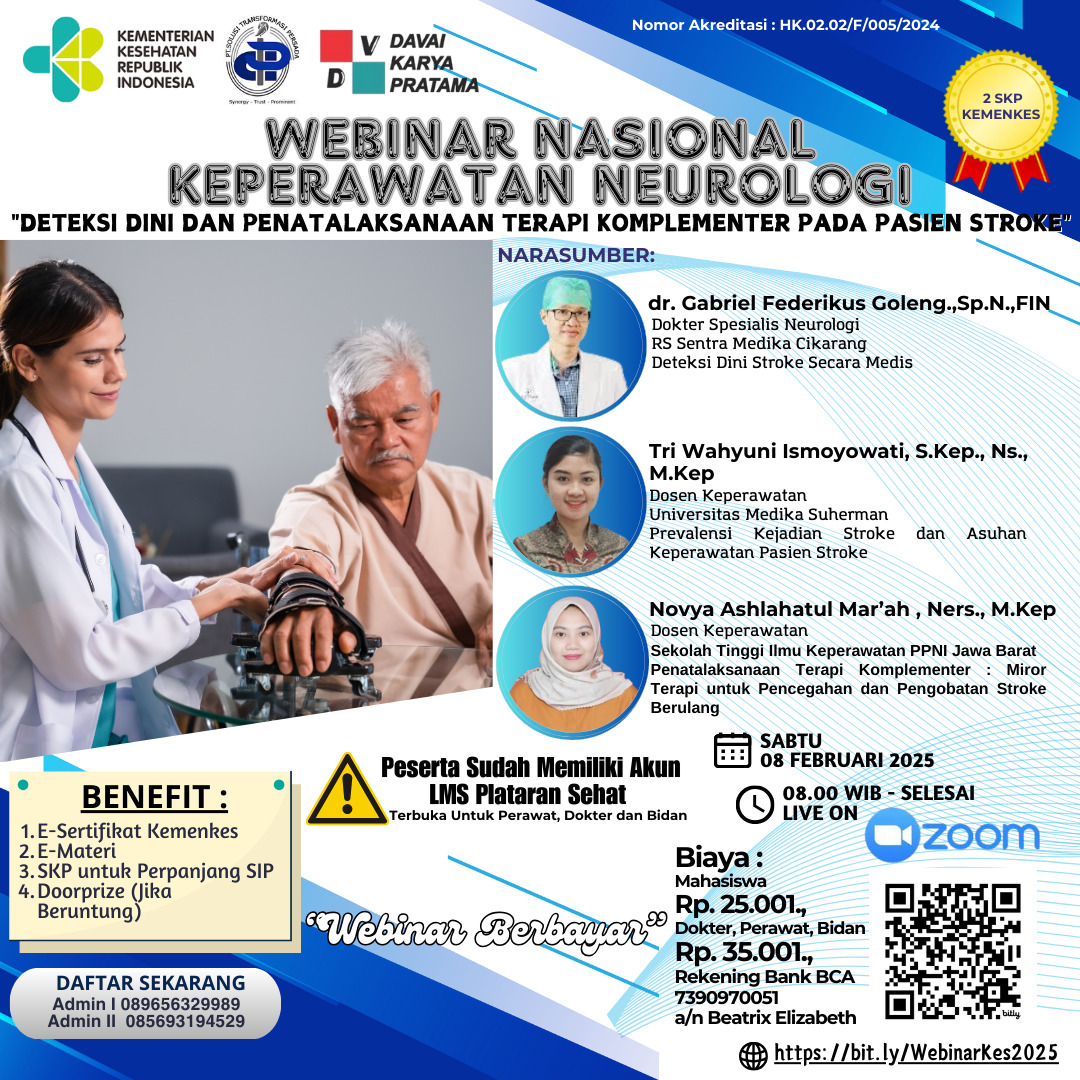 WEBINAR NASIONAL KESEHATAN (DETEKSI DINI DAN PENATALAKSANAAN TERAPI KOMPLEMENTER PADA PASIEN STROKE)