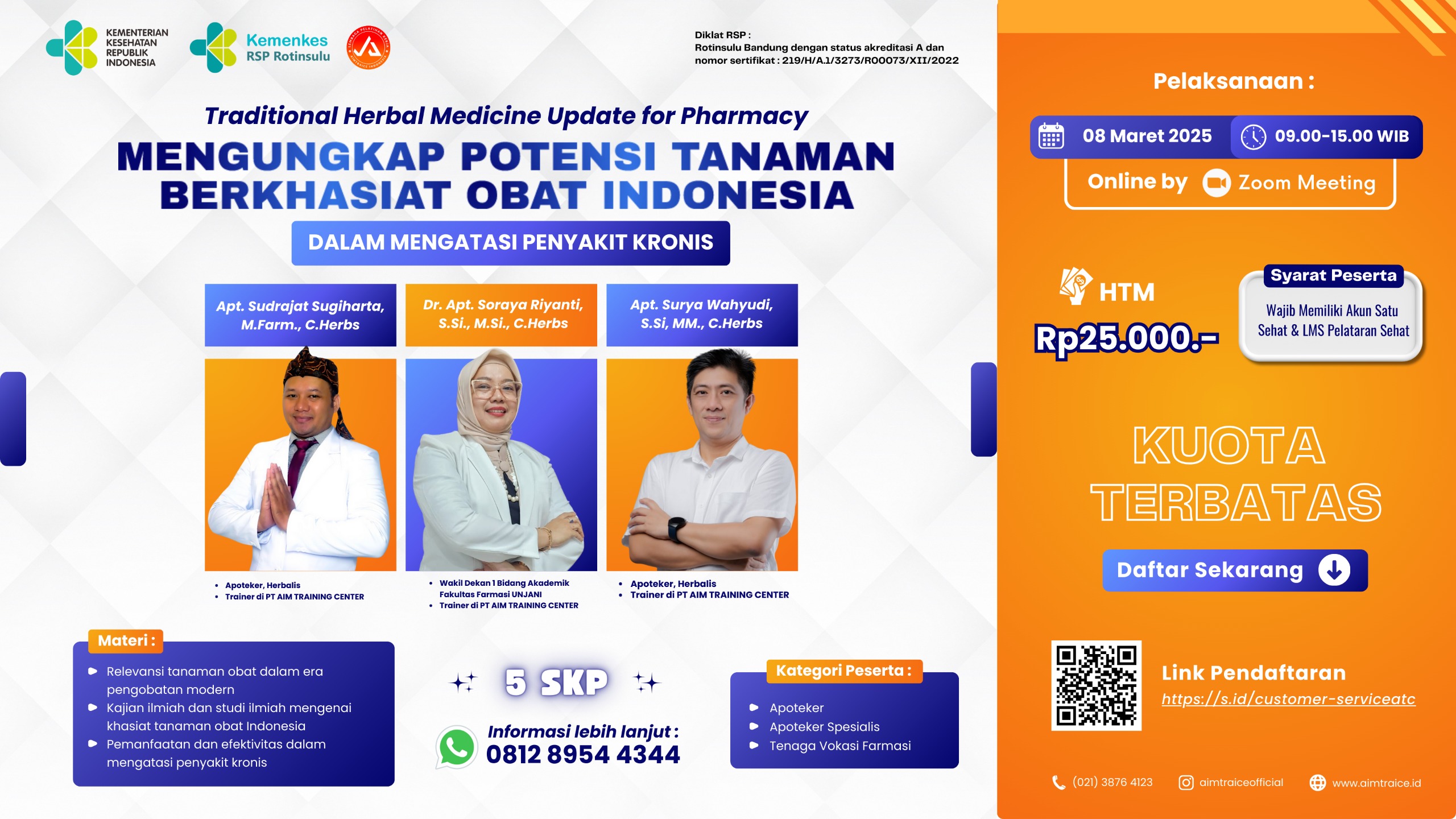 Webinar Kesehatan Traditional Herbal Medicine Update for Pharmacy - Mengungkap Potensi Tanaman Berkhasiat Obat Indonesia Dalam Mengatasi Penyakit Kronis