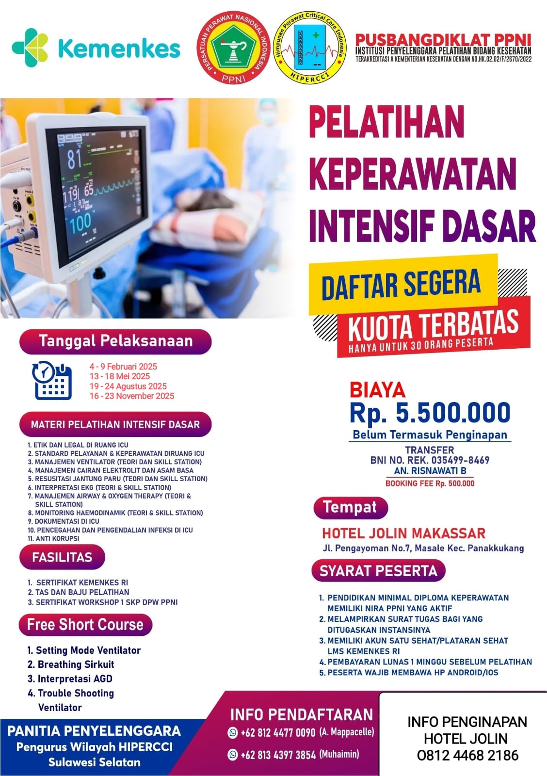 18232-Pelatihan Keperawatan Intensif Dasar (PKID) di Hotel Jolin Makassar