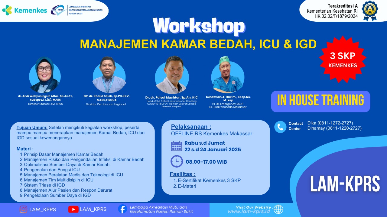 Manajemen Kamar Bedah, Intensive Care Unit (ICU) Dan IGD Di Rumah Sakit