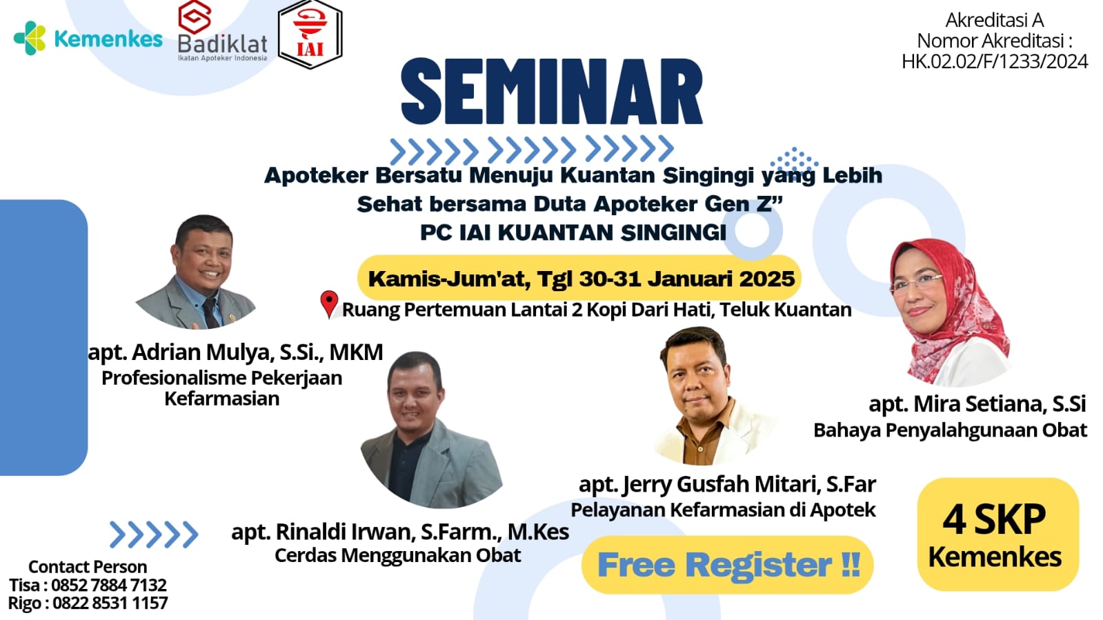 Seminar Apoteker Bersatu Menuju Kuantan Singingi yang Lebih Sehat bersama Duta Apoteker Gen Z PC IAI Kuantan Singingi