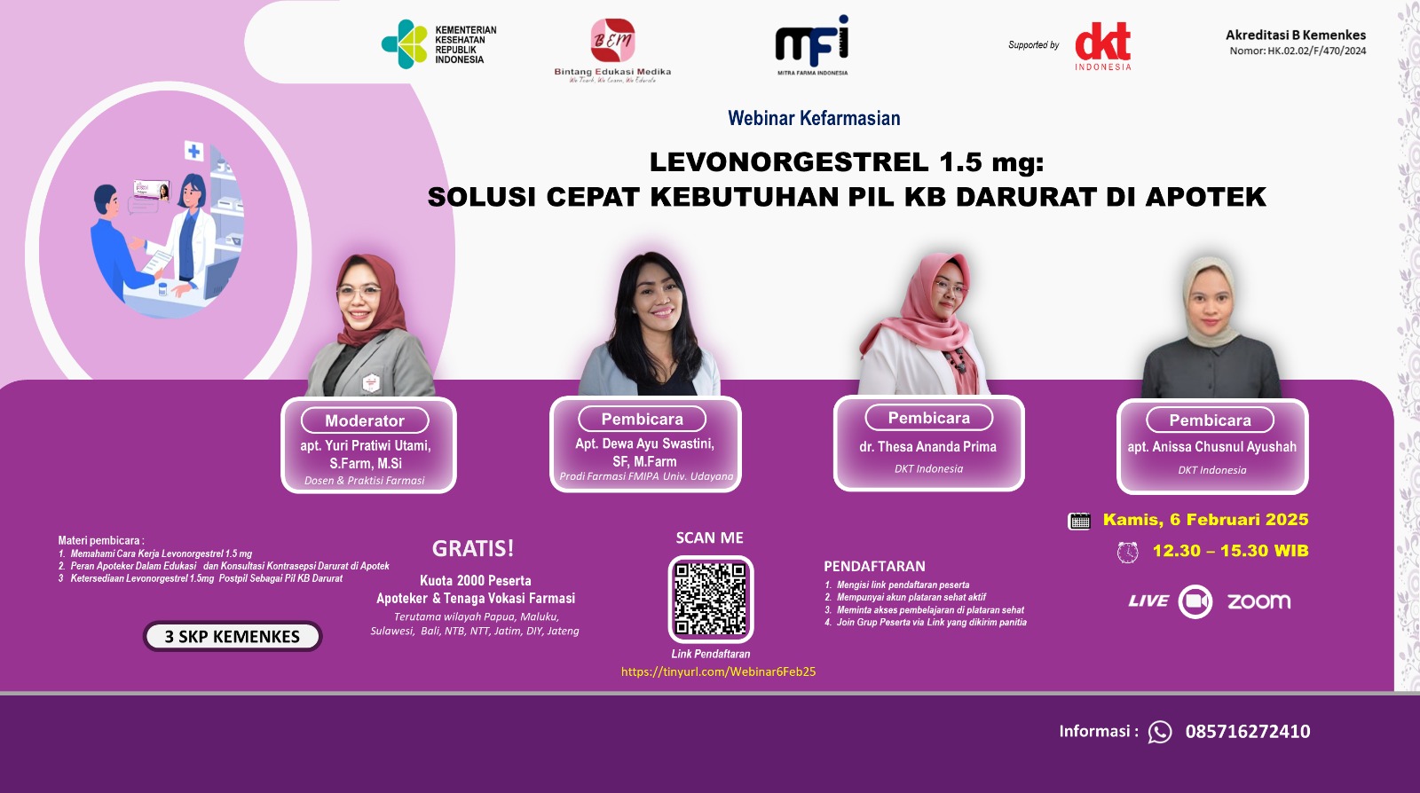 WEBINAR LEVONORGESTREL 1.5 MG SOLUSI CEPAT UNTUK KONSULTASI KB SIAGA DAN KB DARURAT DI APOTEK