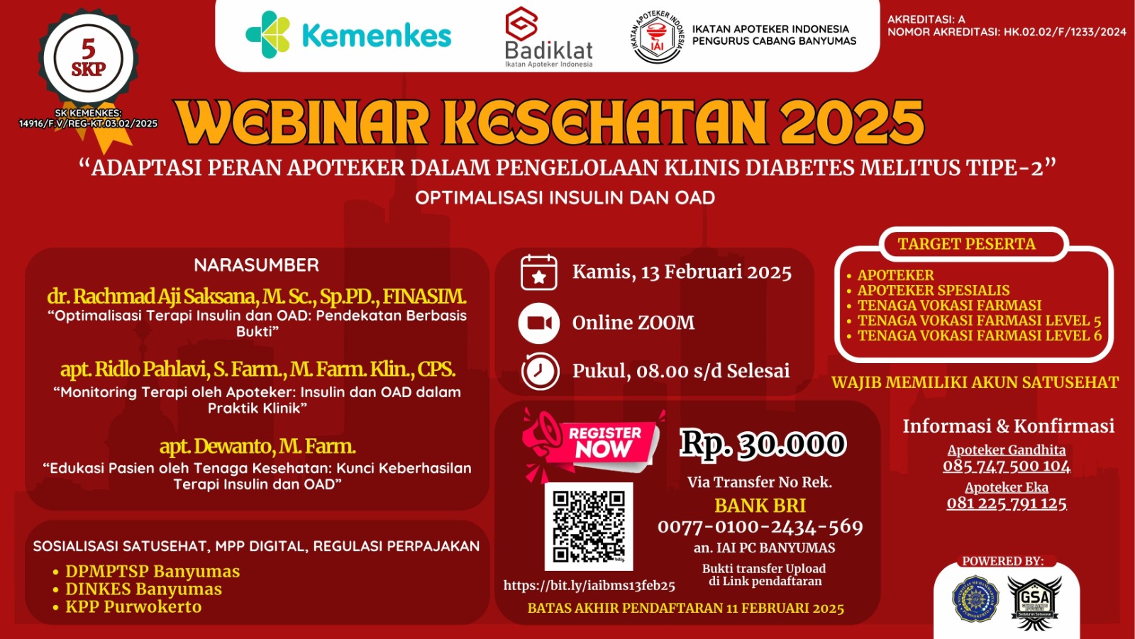 Webinar Nasional Adaptasi Peran Apoteker dalam Pengelolaan Klinis DM Tipe 2 Optimalisasi Insulin dan OAD