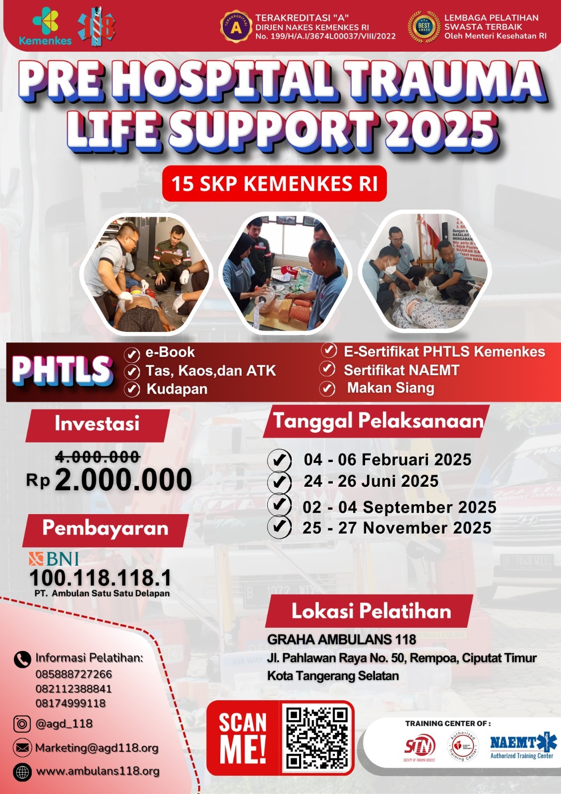 WORKSHOP PRE HOSPITAL TRAUMA LIFE SUPPORT UNTUK TENAGA MEDIS dan TENAGA KESEHATAN YANG BEKERJA DI LUAR RUMAH SAKIT