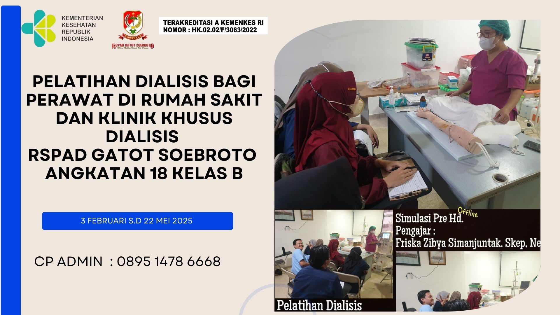 Pelatihan Dialisis bagi Perawat di Rumah Sakit dan Klinik Khusus Dialisis Angkatan XVIII Kelas B