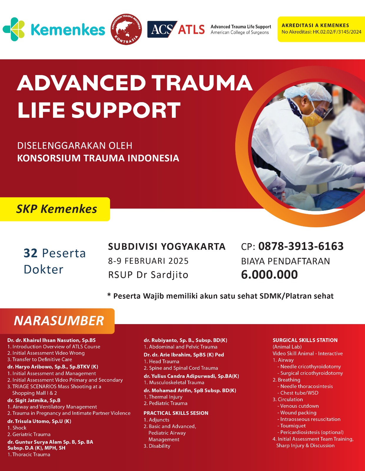 Advanced Trauma Life Support (ATLS) Yogyakarta, 8-9 Februari 2025