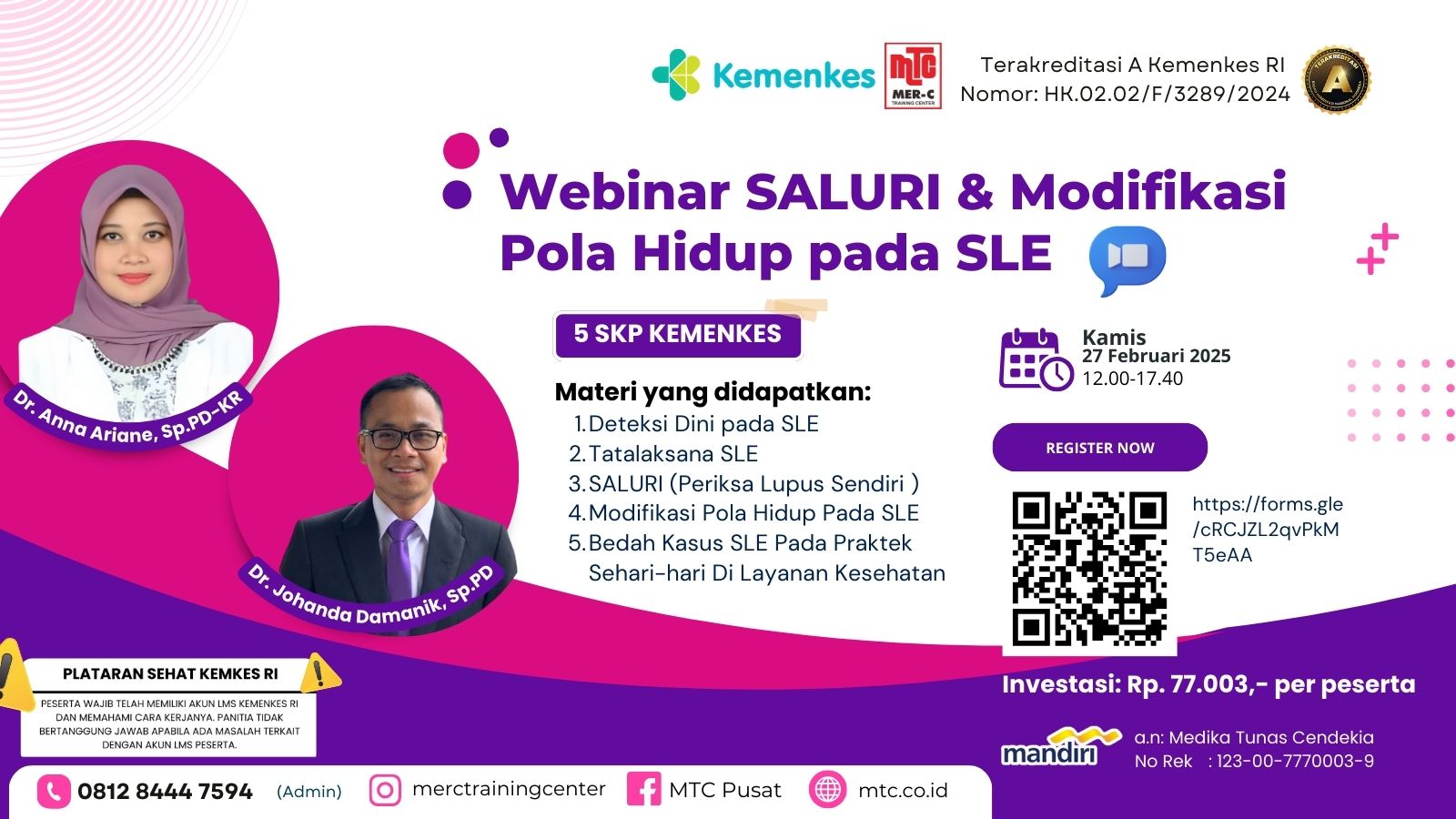 Webinar SALURI dan Modifikasi Pola Hidup Pada SLE