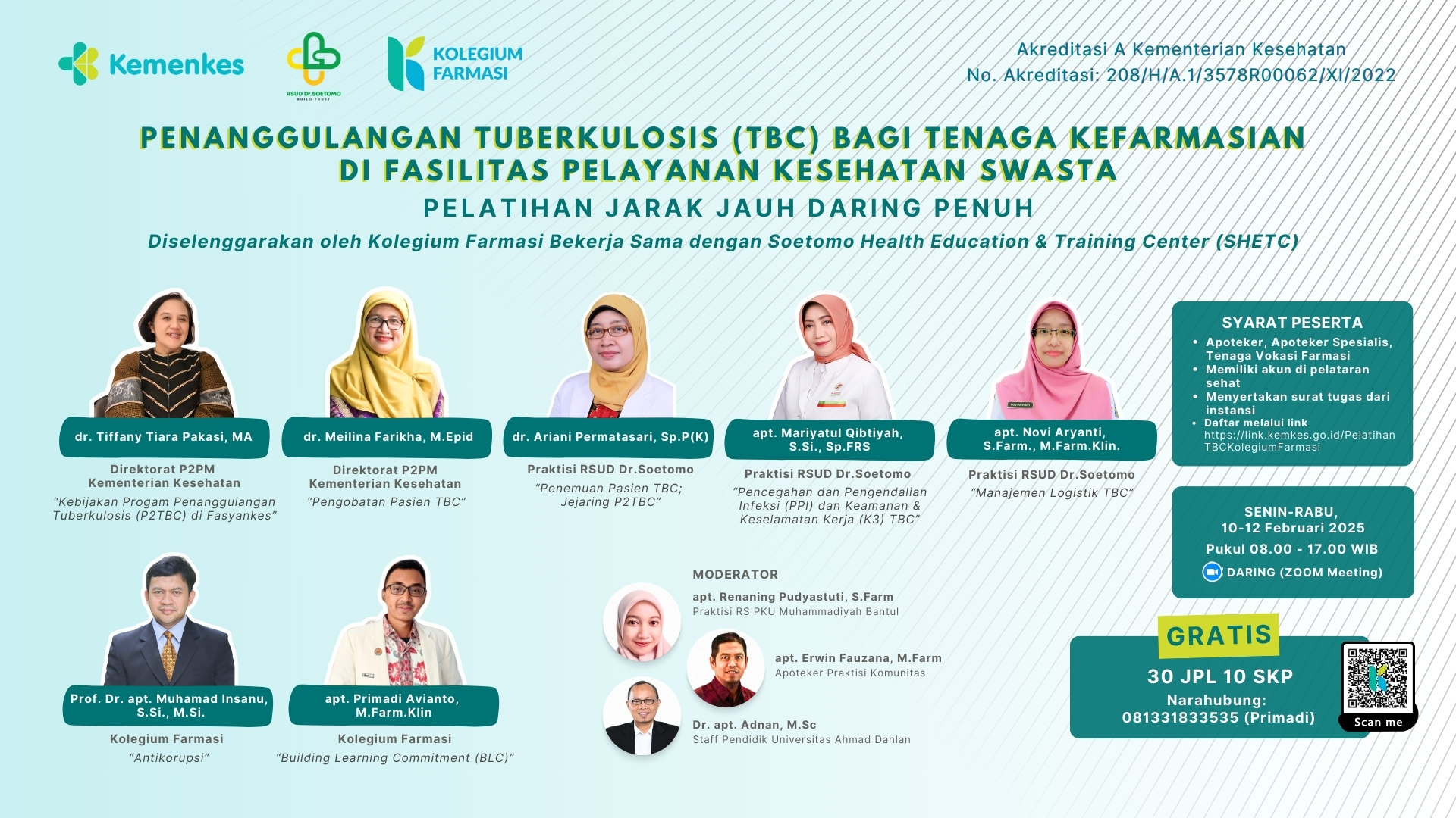 Pelatihan Penanggulangan Tuberkulosis (TBC) bagi Tenaga Kefarmasian di Fasilitas Pelayanan Kesehatan Swasta Angkatan 1