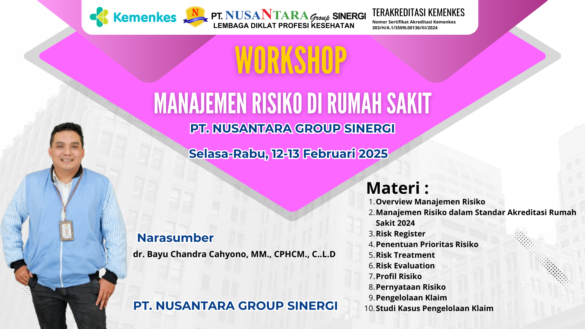 Workshop Manajemen Risiko di Rumah Sakit Angkatan 2
