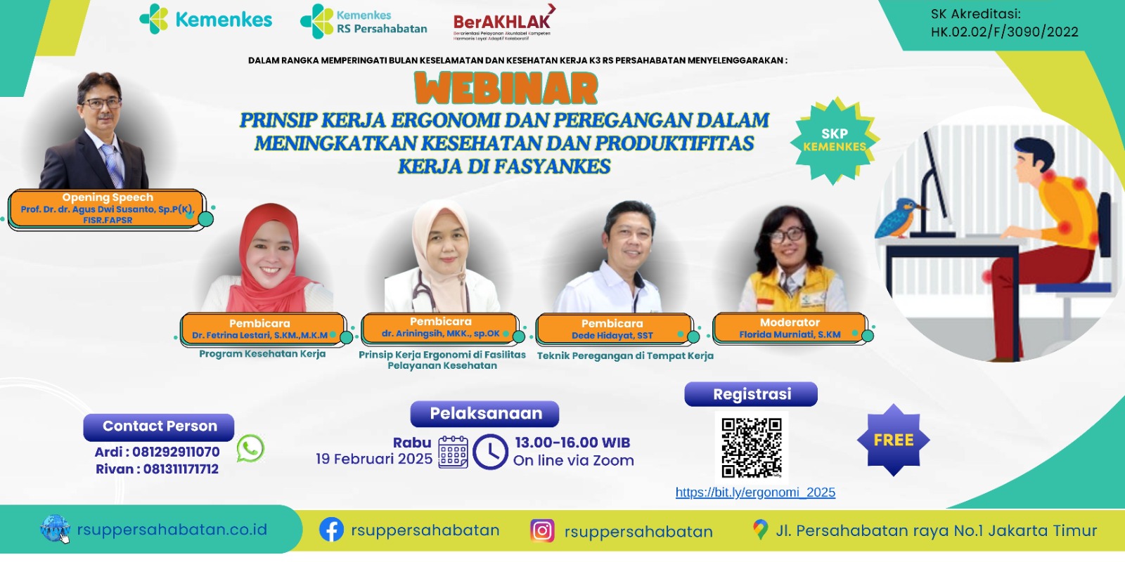Webinar Prinsip Kerja Ergonomi dan Peregangan Dalam Meningkatkan Kesehatan dan Produktifitas Kerja di Fasyankes Tahun 2025