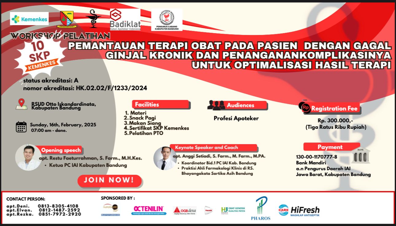 Workshop Pemantauan Terapi Obat pada Pasien dengan Gagal Ginjal Kronik dan Penanganan Komplikasinya untuk Optimalisasi Hasil Terapi