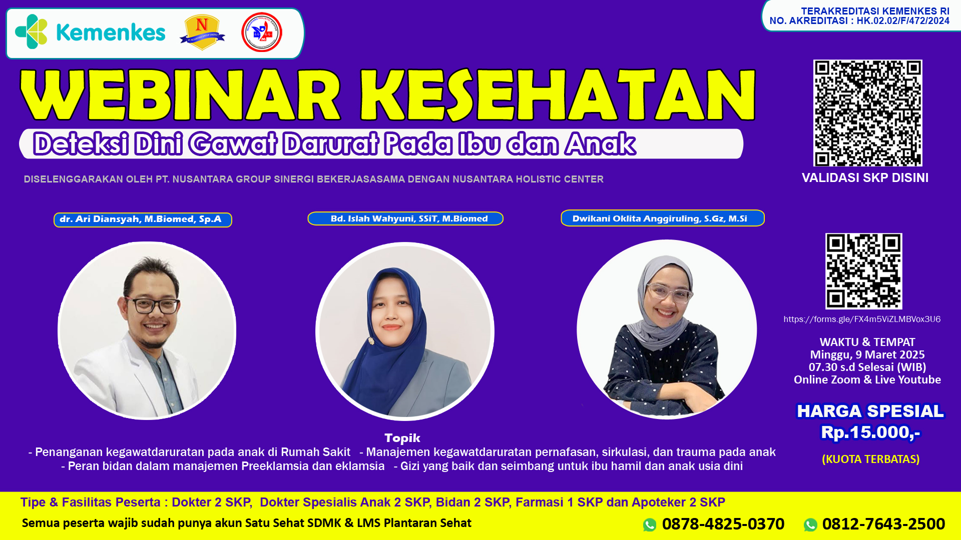Webinar Kesehatan : Deteksi Dini Gawat Darurat Pada Ibu dan Anak Angkatan 1
