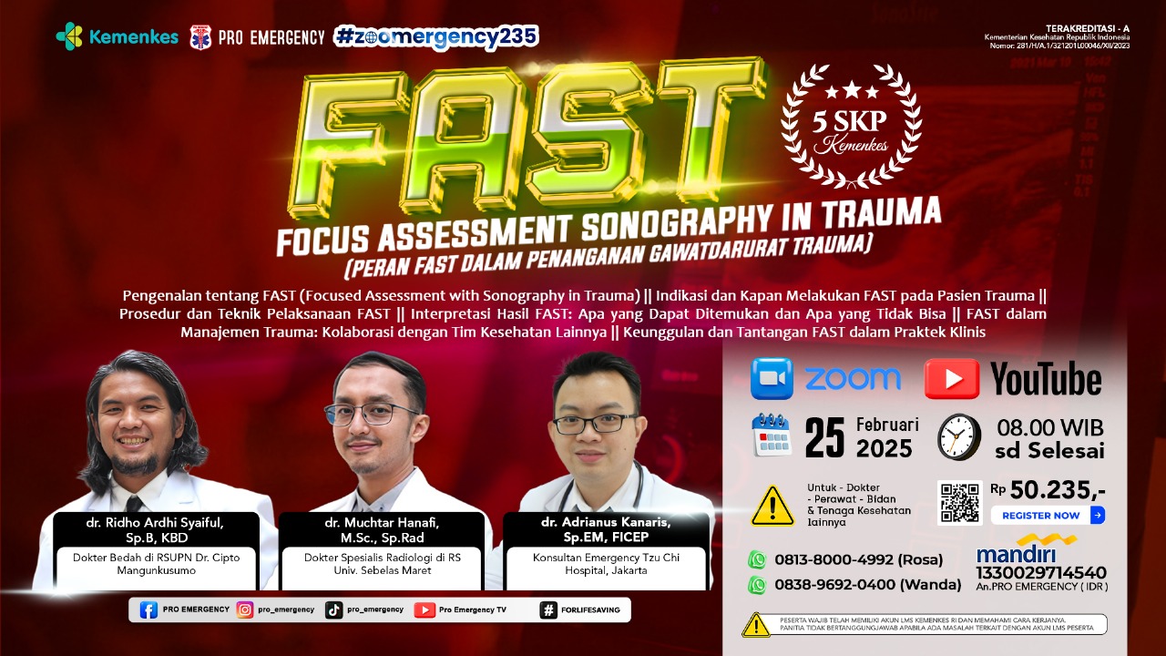 Webinar FAST (Focus Assessment Sonography in Trauma) Peran FAST dalam Penanganan Gawat Darurat Trauma
