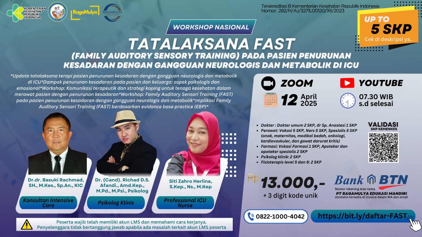 TATALAKSANA FAMILY AUDITORY SENSORY TRAINING (FAST) PADA PASIEN PENURUNAN KESADARAN DENGAN GANGGUAN NEUROLOGIS DAN METABOLIK DI ICU Angkatan 1