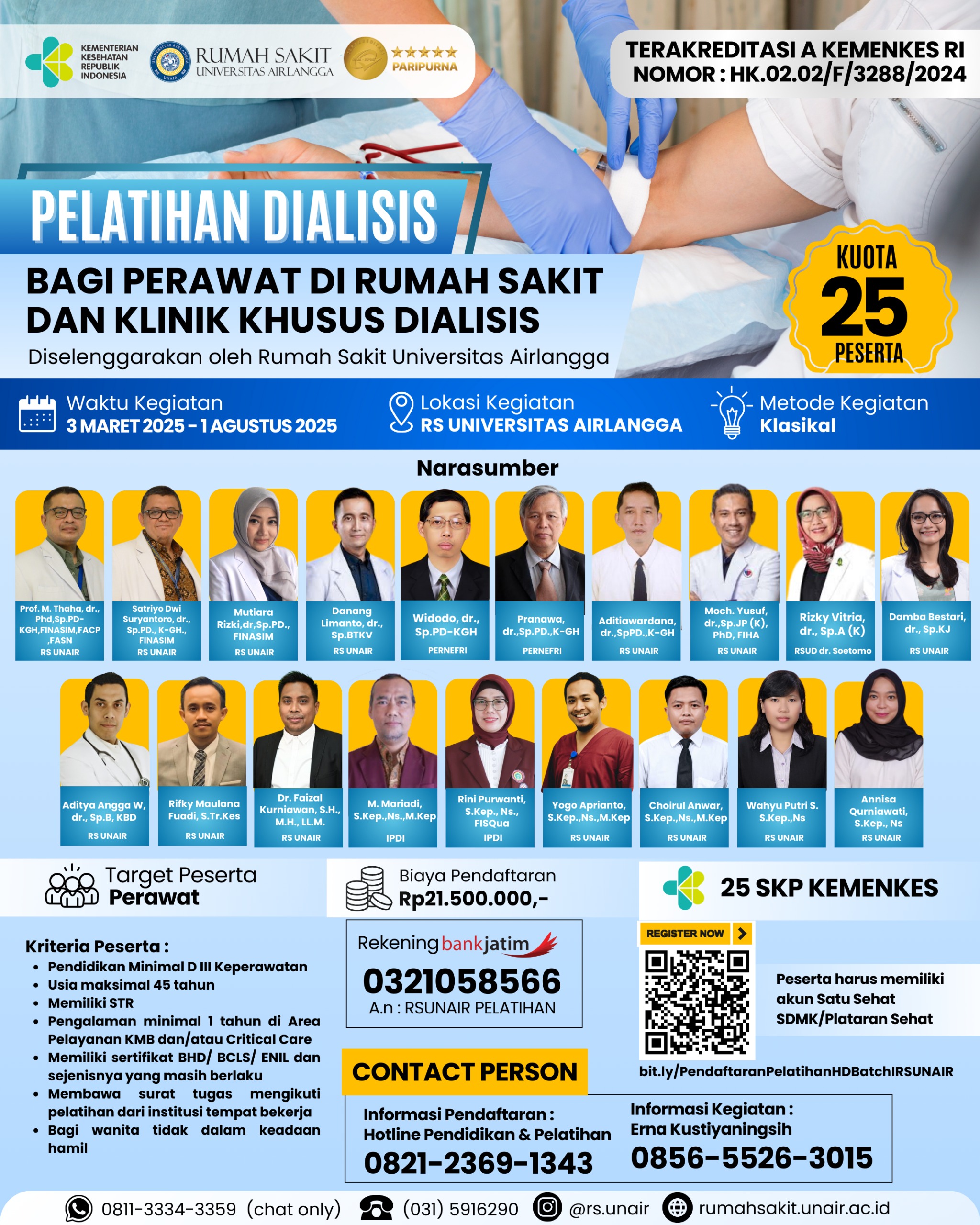 Pelatihan Dialisis bagi Perawat di Rumah Sakit dan Klinik Khusus Dialisis Angkatan 1
