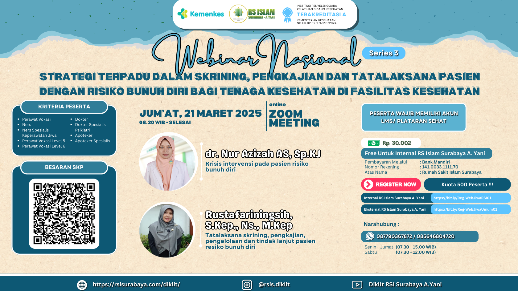 STRATEGI TERPADU DALAM SKRINING, PENGKAJIAN DAN TATALAKSANA PASIEN DENGAN RISIKO BUNUH DIRI BAGI TENAGA KESEHATAN DI FASILITAS KESEHATAN Angkatan 1