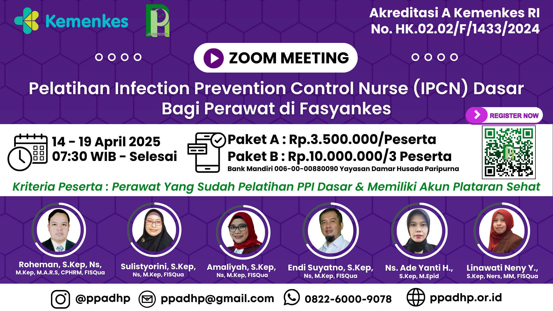 Pelatihan Infection Prevention Control Nurse (IPCN) Dasar Bagi Perawat di Fasyankes Angkatan 1