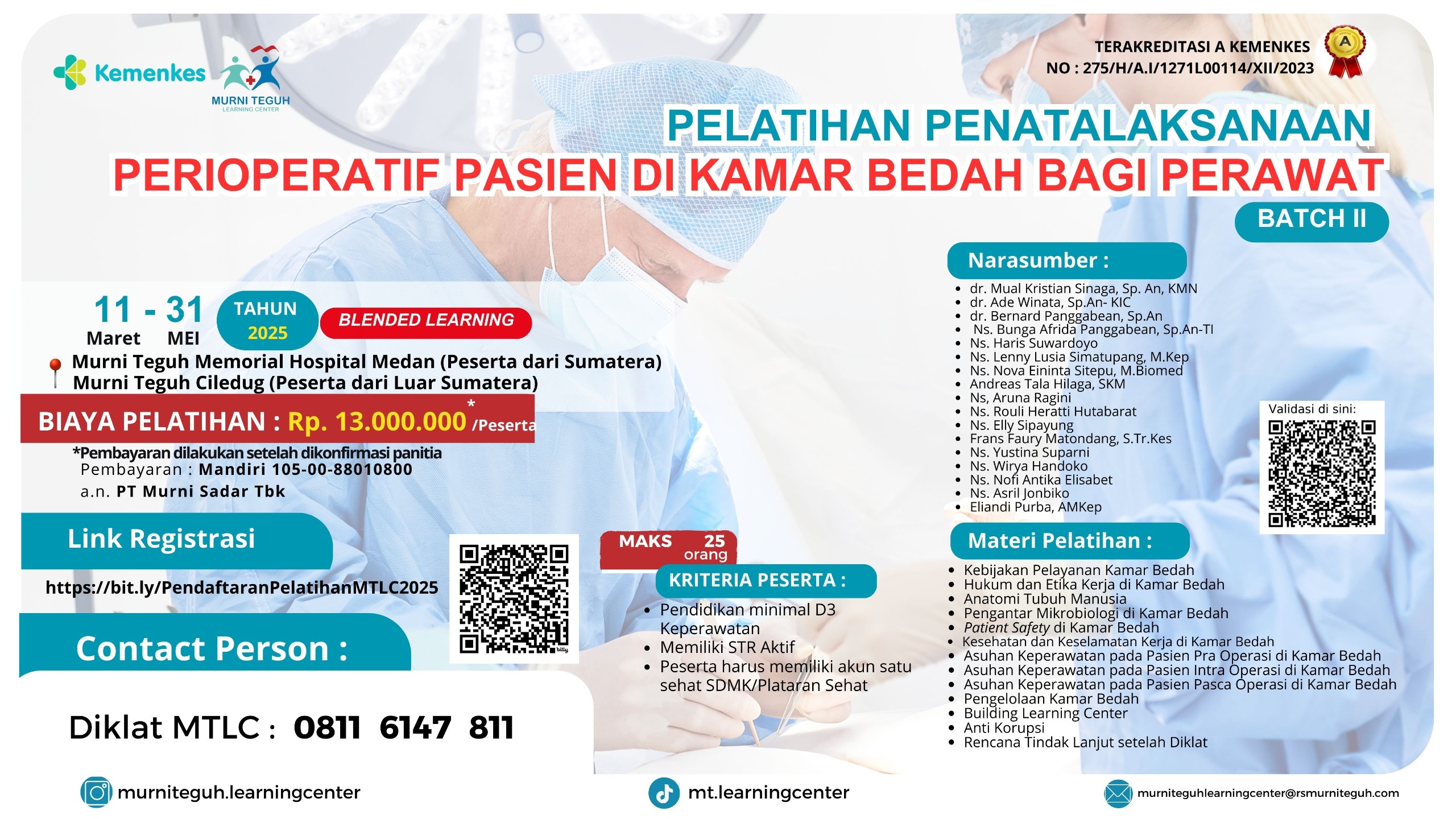 Pelatihan Penatalaksanaan Perioperatif Pasien di Kamar Bedah bagi Perawat Angkatan 2