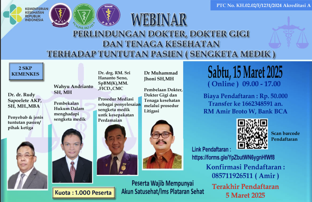 PERLINDUNGAN DOKTER, DOKTER GIGI DAN TENAGA KESEHATAN TERHADAP TUNTUTAN PASIEN ( SENGKETA MEDIK ) Angkatan 1