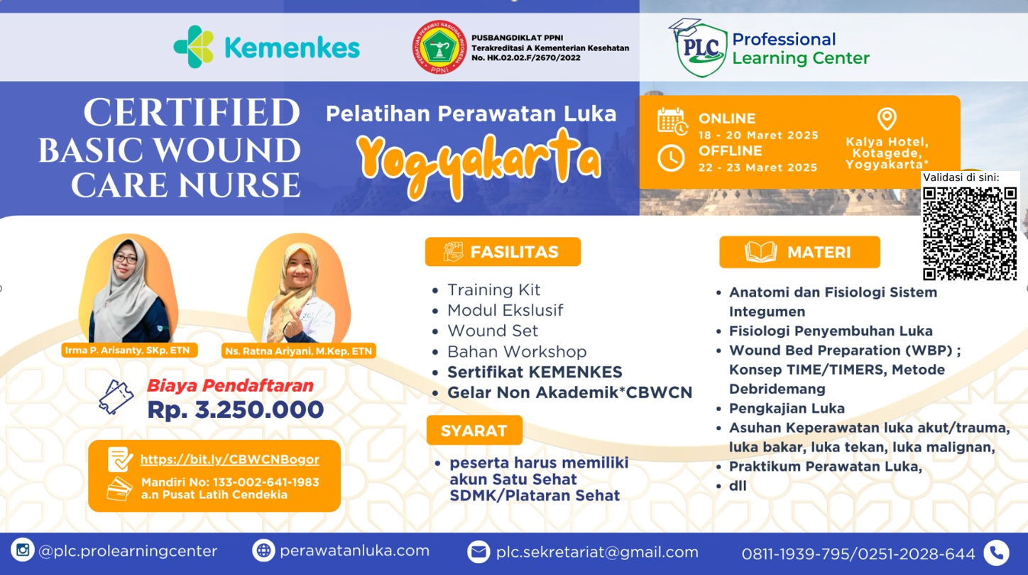 Pelatihan Certified Basic Wound Care Nurse CBWCN Angkatan 5 Kelas A di Kota Yogyakarta