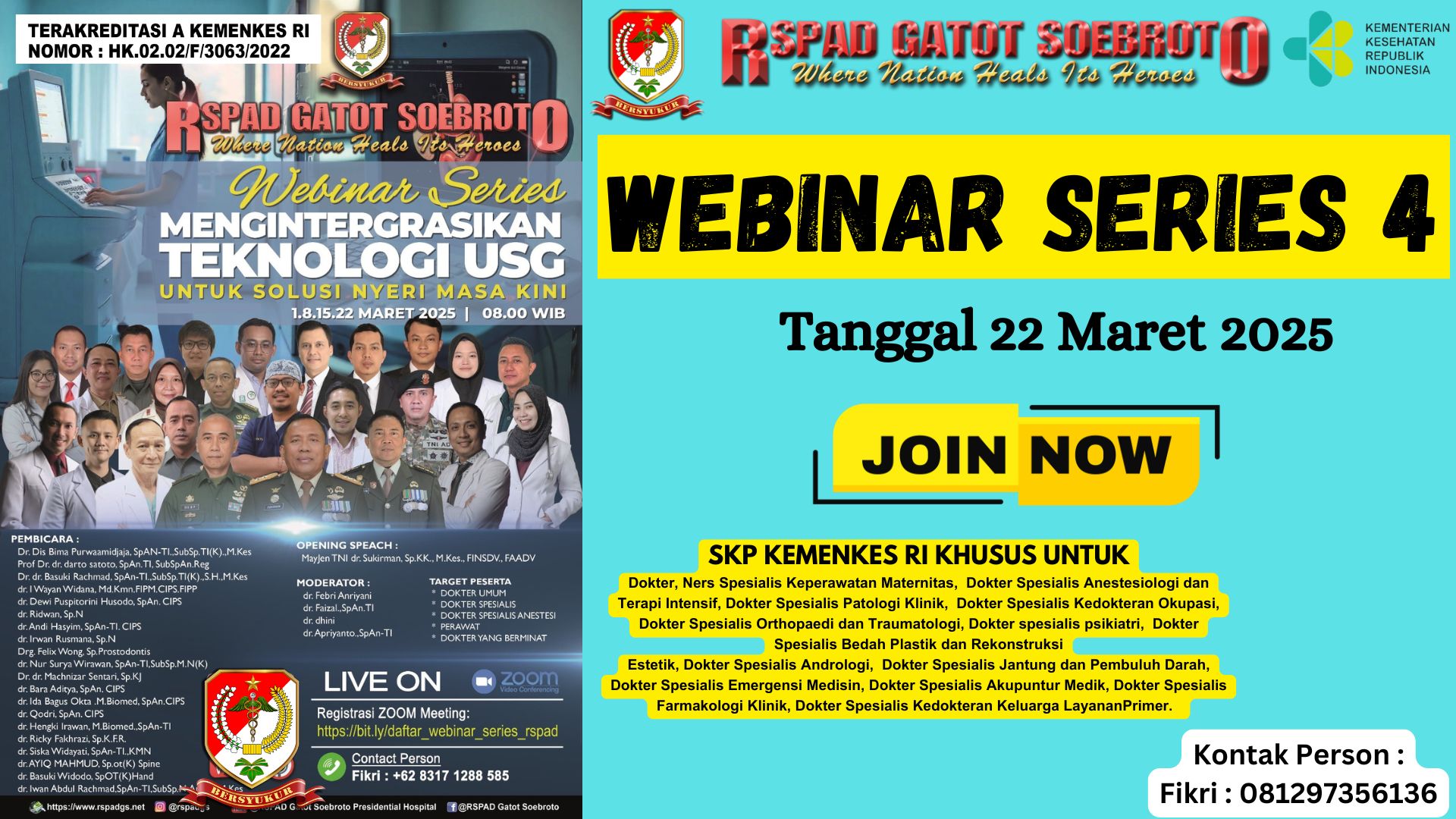 Webinar Series Hidup Yang Berharga Tanpa Nyeri “Mengintegrasikan Teknologi USG Untuk Solusi Nyeri Masa Kini” Angkatan 4