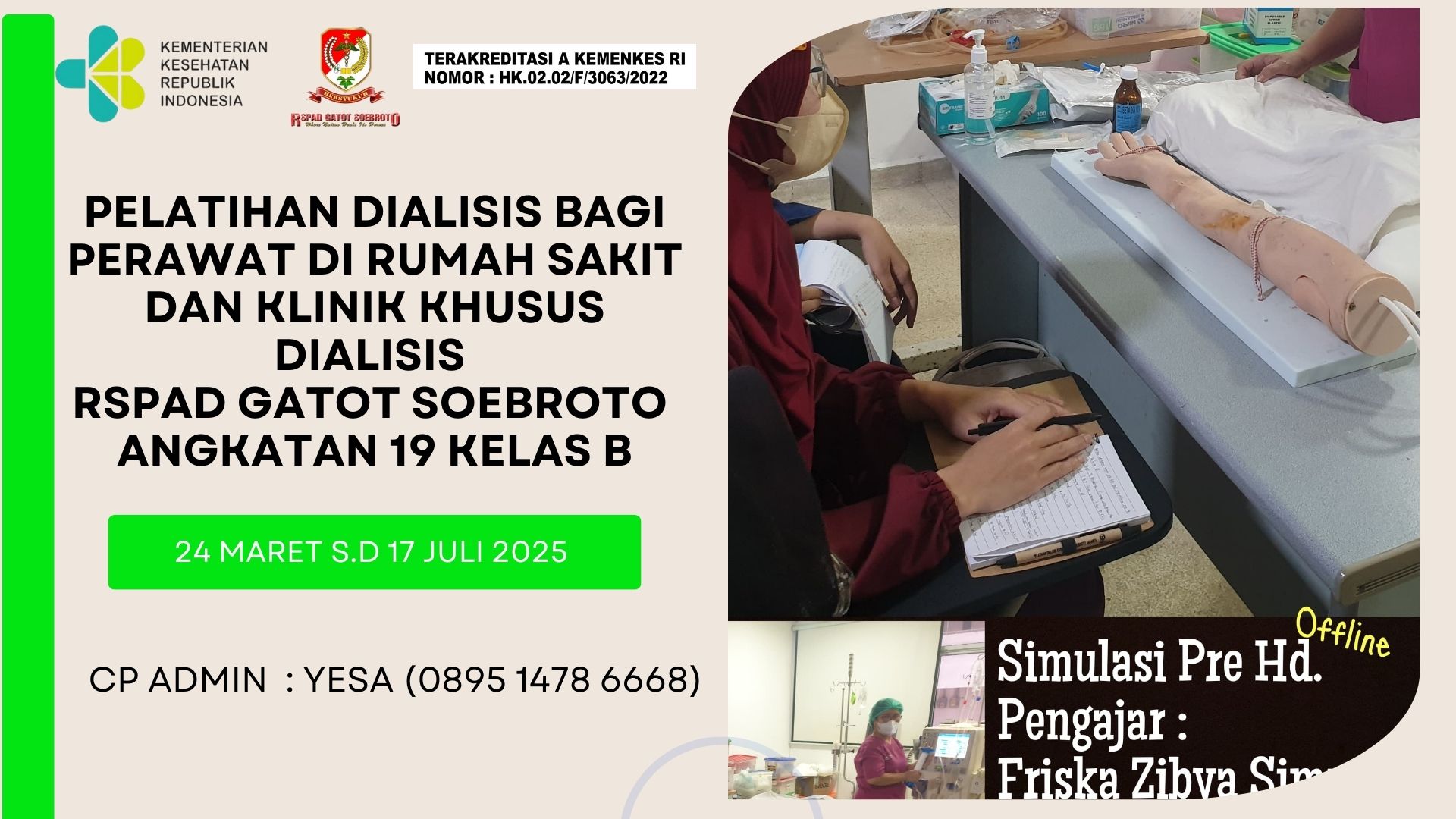 Pelatihan Dialisis bagi Perawat di Rumah Sakit dan Klinik Khusus Dialisis Angkatan 19
