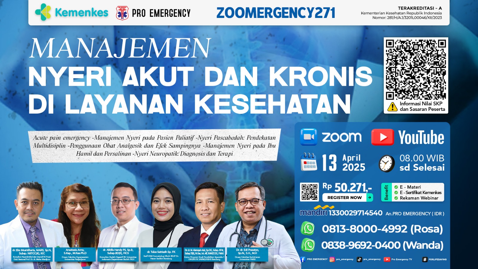 Webinar Manajemen Nyeri Akut dan  Kronis di Layanan Kesehatan  Angkatan 1