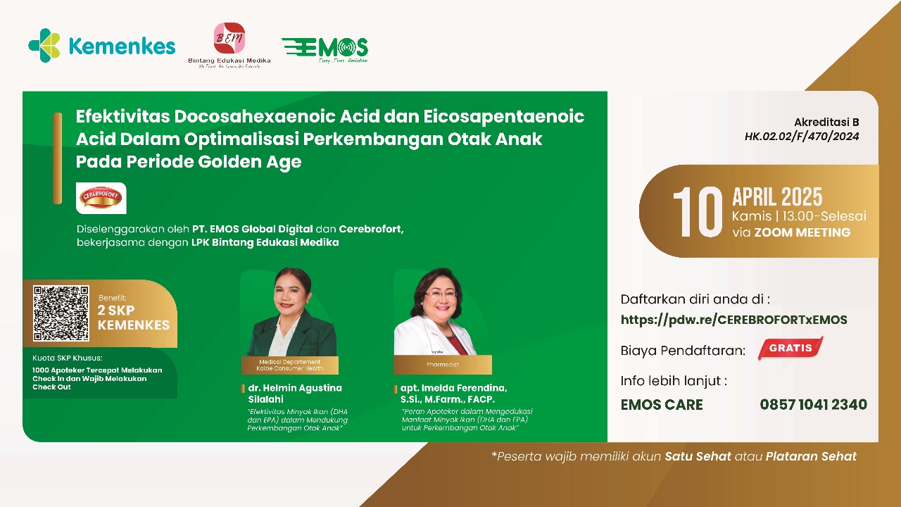 WEBINAR  EFEKTIVITAS DOCOSAHEXAENOIC ACID DAN EICOSAPENTAENOIC ACID DALAM OPTIMALISASI PERKEMBANGAN OTAK ANAK PADA PERIODE GOLDEN AGE Angkatan 1