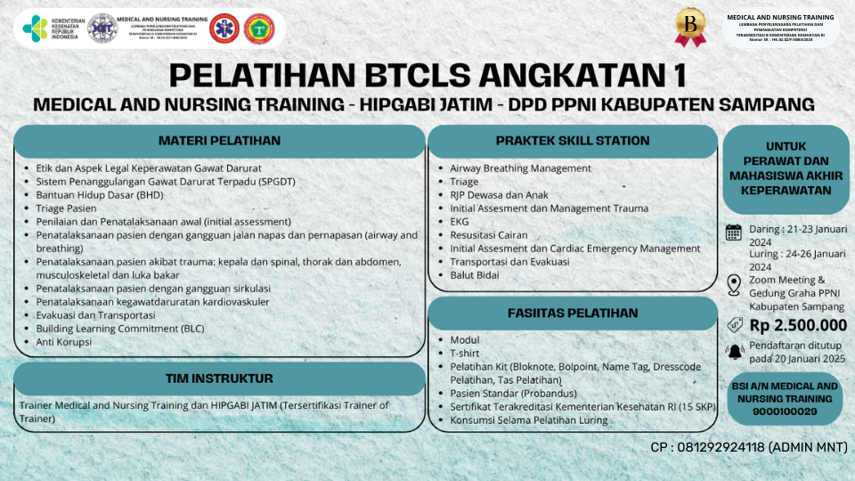 Basic Trauma Cardiac Life Support (BTCLS) Angkatan 1 Kelas A